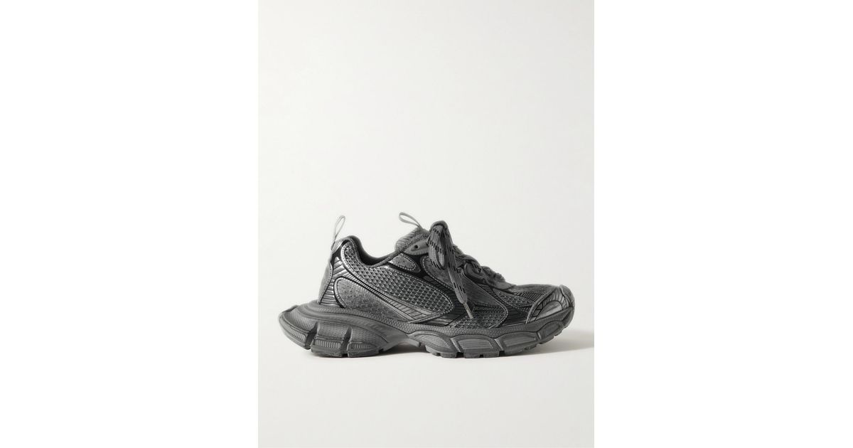 Balenciaga 3Xl Distressed Mesh And Rubber Sneakers in Grey