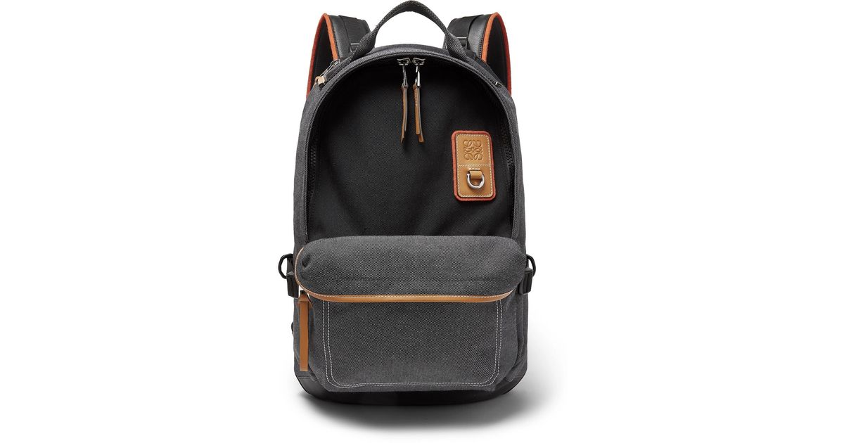 Loewe Eye//nature Leather-trimmed Canvas Backpack in Black for Men