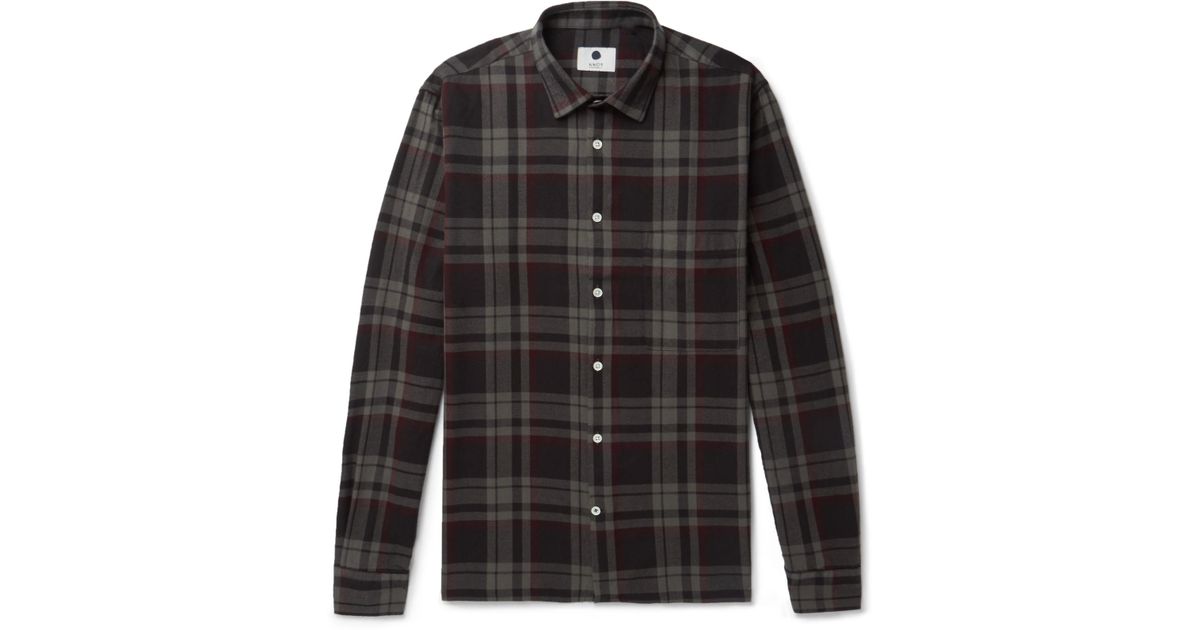 Nn07 Basso Checked Cotton Flannel Shirt In Black For Men Lyst