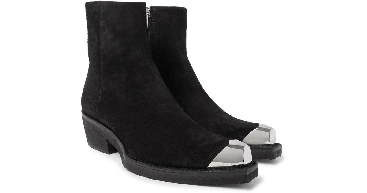 CALVIN KLEIN 205W39NYC Metal Toe-cap Suede Boots in Black for Men | Lyst  Canada
