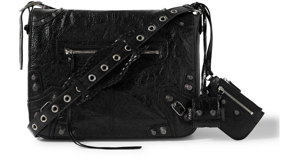 Balenciaga Le Cagole Embellished Textured-leather Messenger Bag in ...