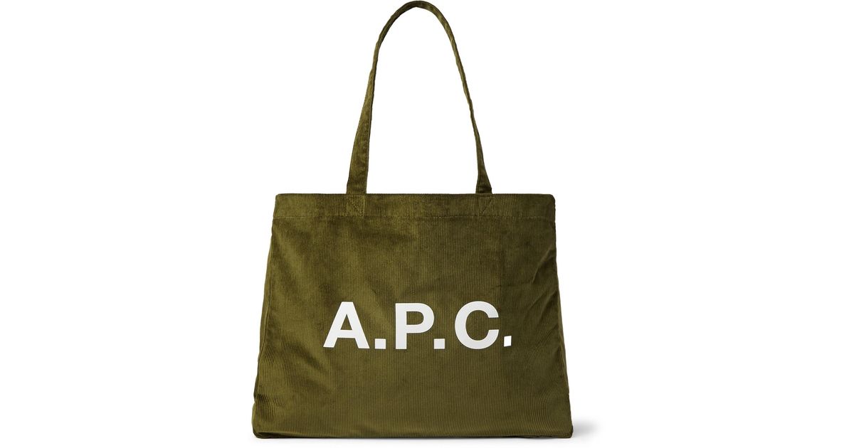 A.P.C. Logo Embroidered Corduroy Tote Bag - ShopStyle