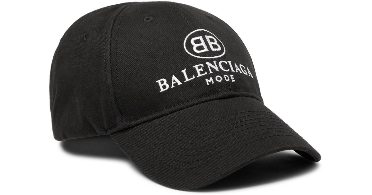 Balenciaga Embroidered Cotton-twill Baseball Cap in Black for Men | Lyst