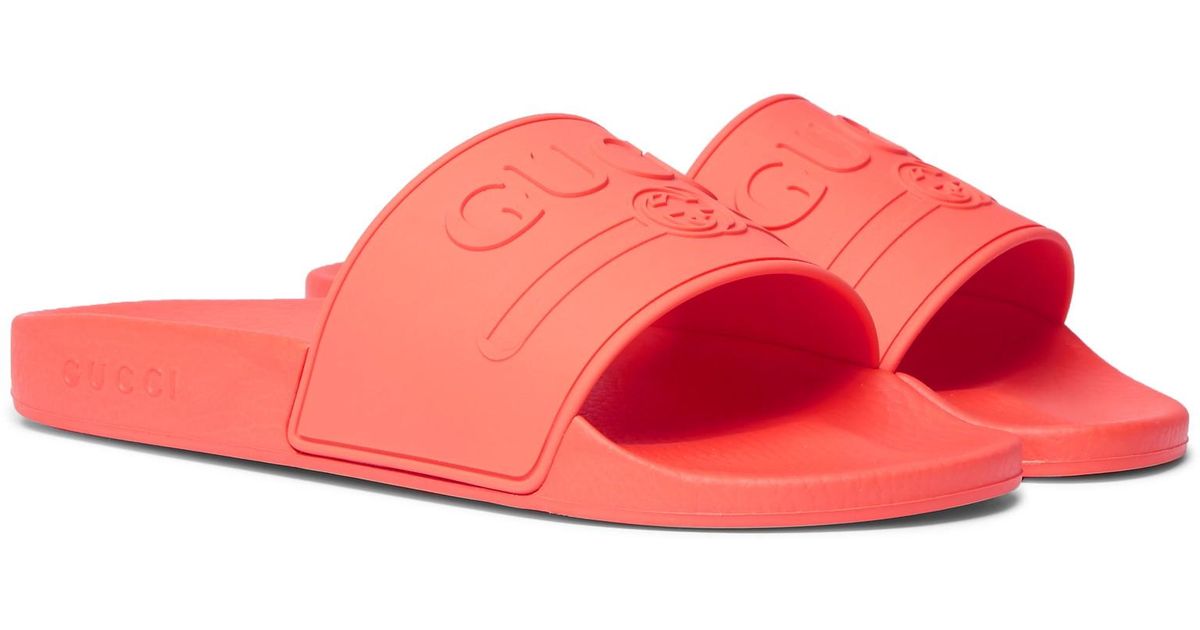 all red gucci slides