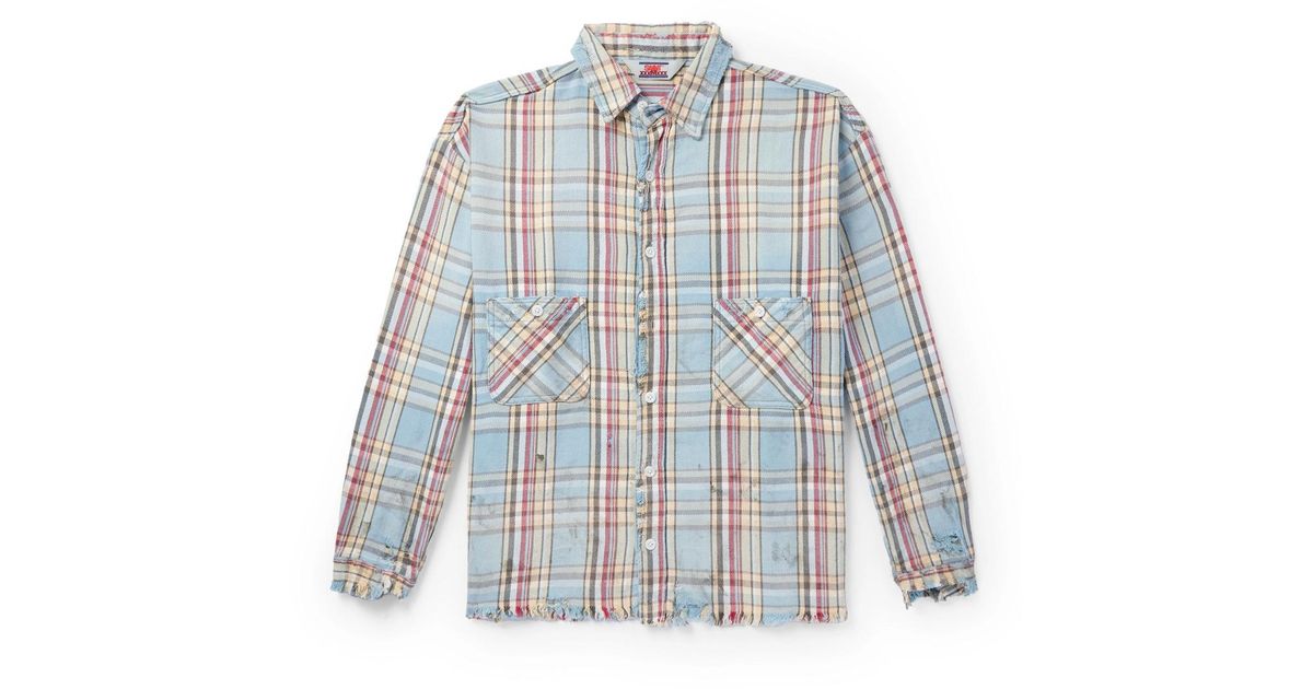 SAINT Mxxxxxx Lastman Distressed Checked Cotton-Flannel