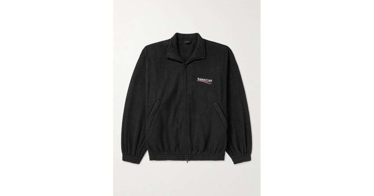 Balenciaga Oversized Logo-Embroidered Fleece Jacket in Black for 