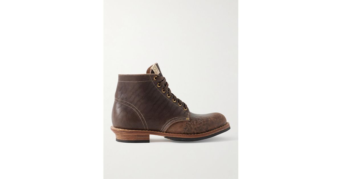 Visvim Brigadier Folk Distressed Leather Boots in Brown for