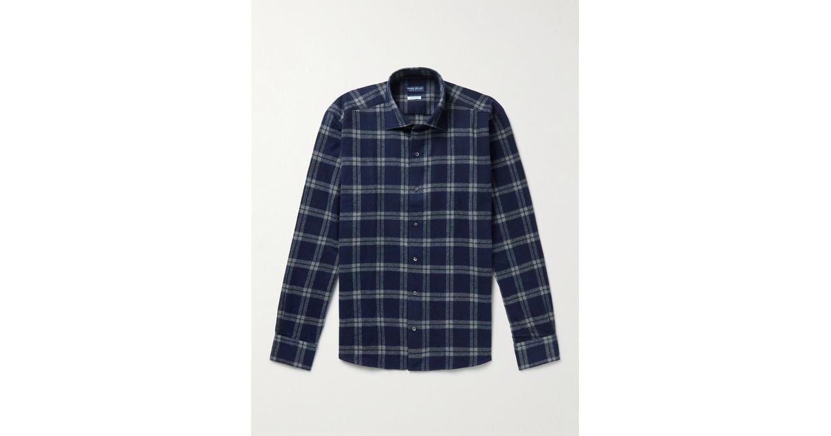 Peter Millar Checked Cotton-flannel Shirt in Blue for Men | Lyst UK