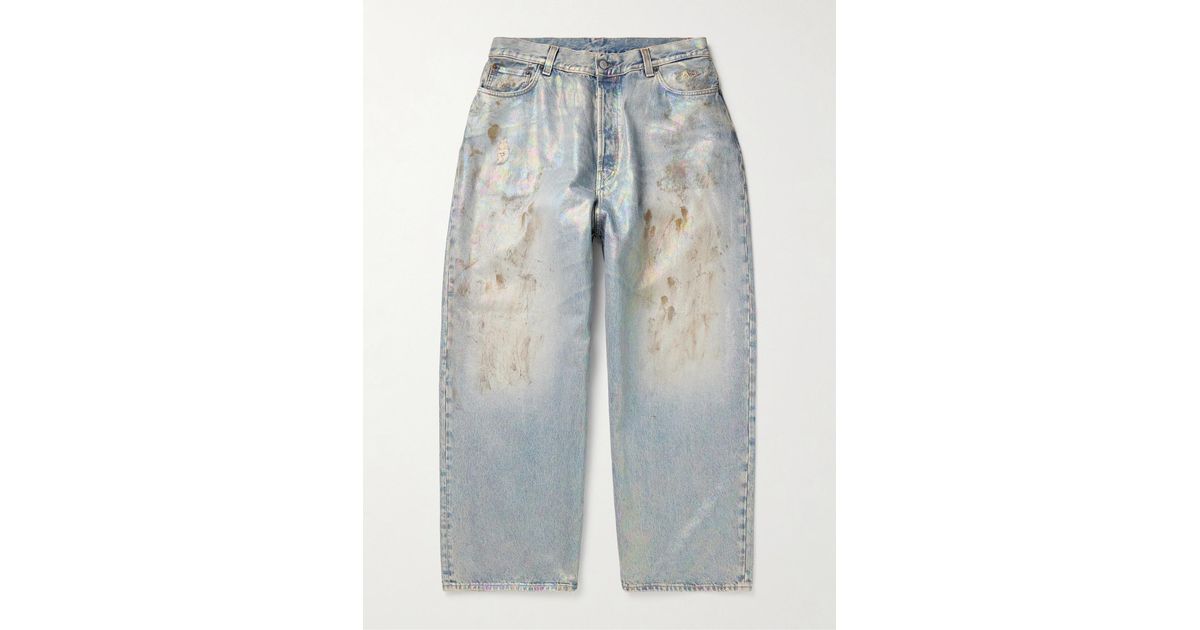 Acne Studios Dirty Halo Wide-Leg Distressed Iridescent Jeans in 