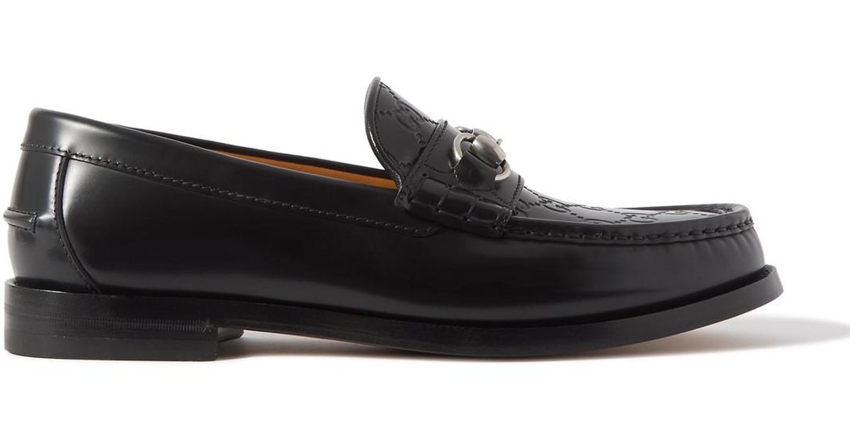 Gucci Kaveh Logo-embossed Horsebit Leather Loafers in Black for Men | Lyst