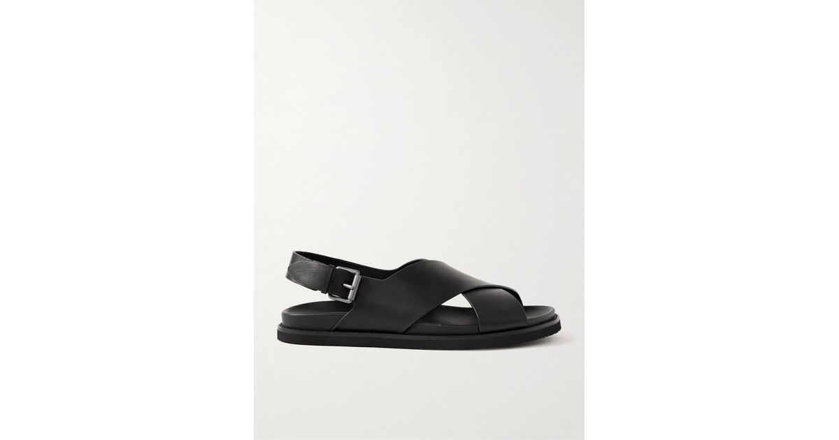 Zane Ralph Polo Ralph Lauren Zane Oiled-Leather Sandals in Black for Men | Lyst Canada