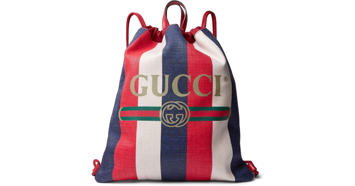 gucci canvas drawstring backpack