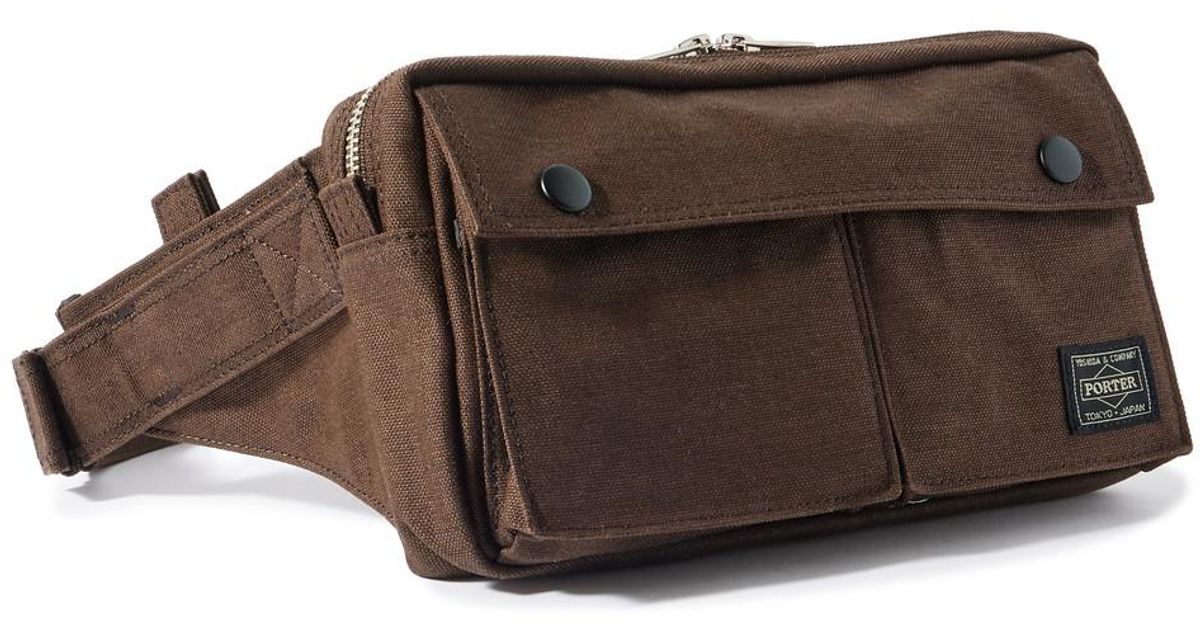 Porter-Yoshida and Co Smoky Waist Cordura Duck Belt Bag in Brown 