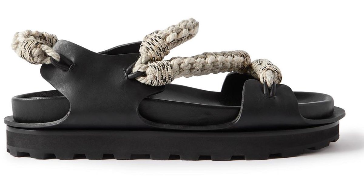 Jil Sander Leather And Rope Sandals in Black for Men | Lyst