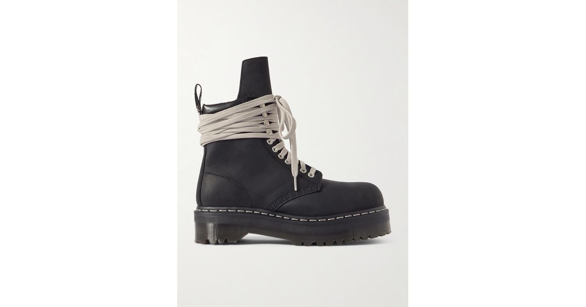Rick Owens Dr Martens Quad Sole Steel Toe Leather Lace-up Boots in