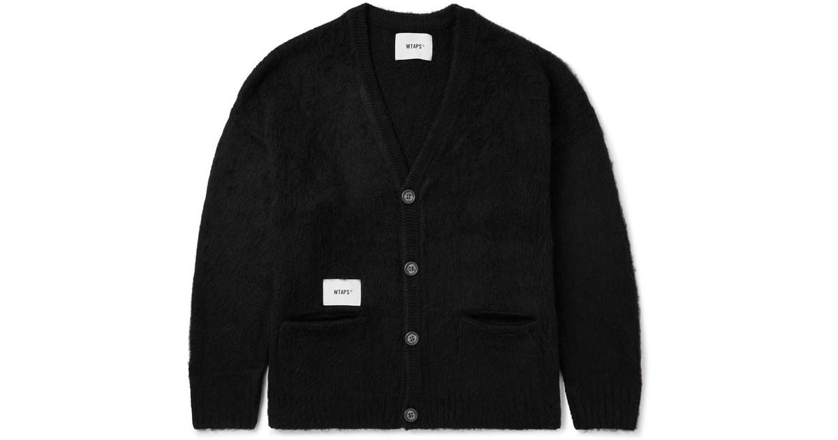 WTAPS Logo-Appliquéd Brushed-Knit Cardigan in Black for Men