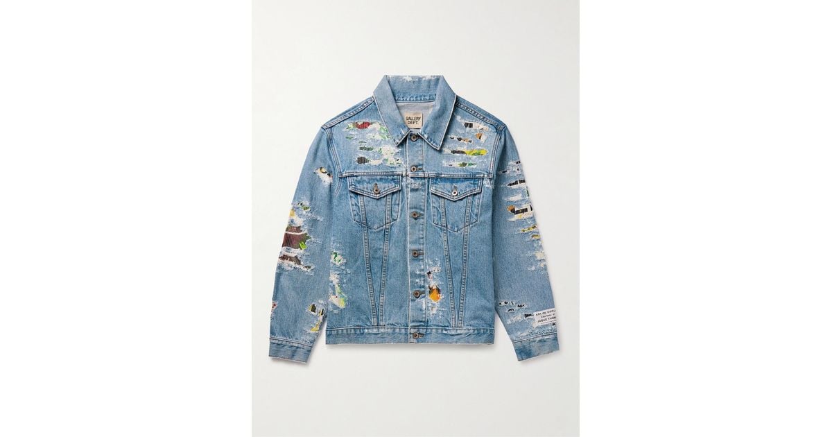 GALLERY DEPT. Andy Distressed Layered Printed Denim Jacket GALLERY DEPT. Andy Distressed Layered Printed Denim Jacket