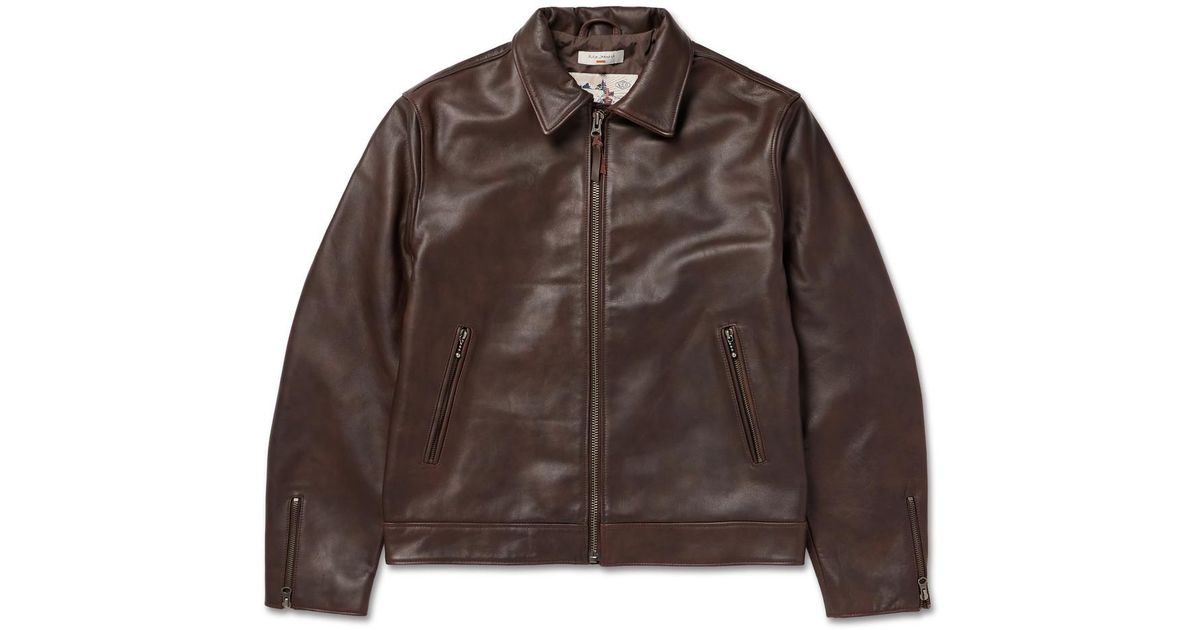 Nudie Jeans Eddy Rider Leather Jacket in Brown for Men | Lyst