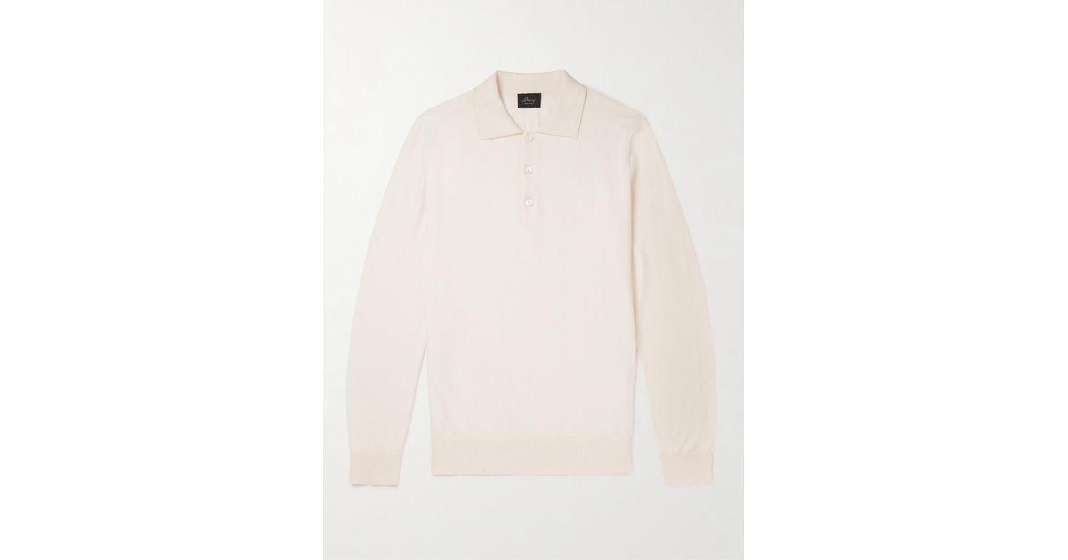 Brioni Sea Island Cotton And Cashmere Polo Shirt in Natural for Men