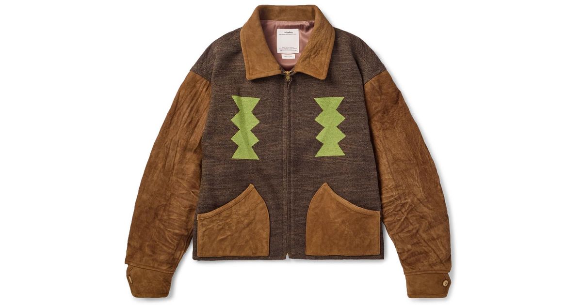 Visvim Stanza Wool, Linen And Cotton-Blend Jacquard And Suede 