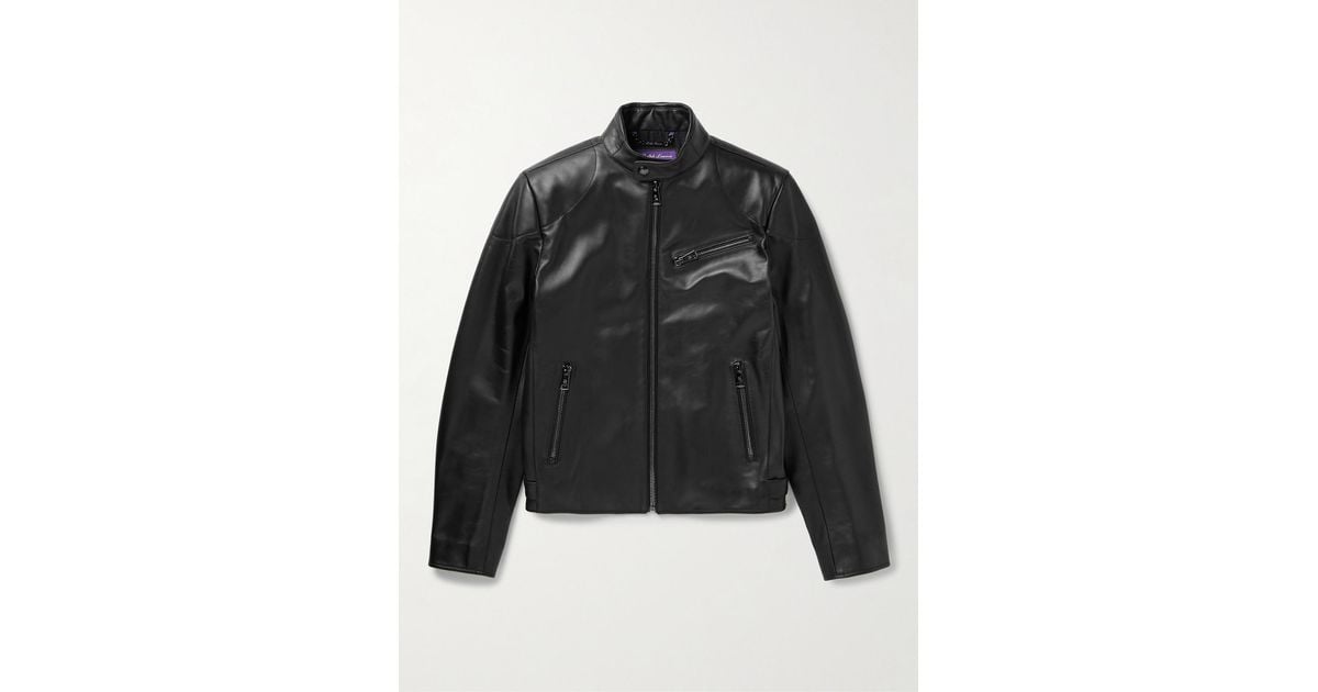Ralph Lauren Purple Label Randall Leather Biker Jacket in Black for Men ...