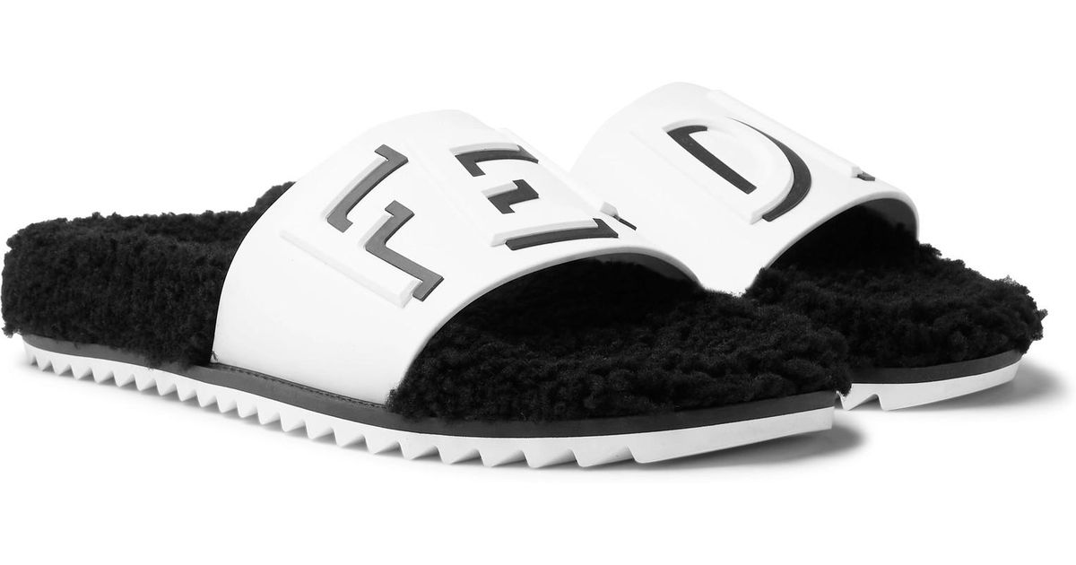 fendi black and white slides