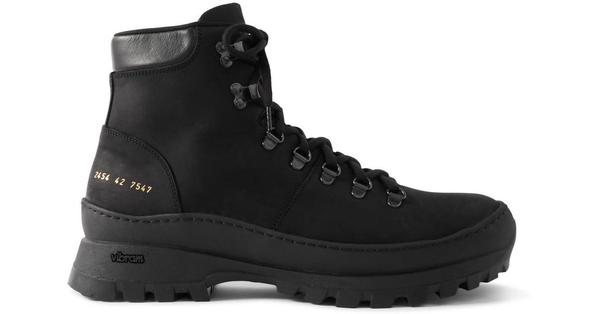 Common Projects Leather Trimmed Nubuck Hiking Boots in Black for Men Lyst