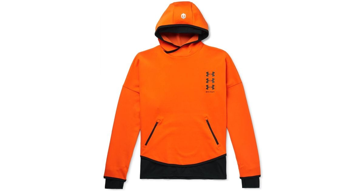 Palm Angels + Under Armour Oversized Logo-print Neoprene Hoodie in Orange  for Men | Lyst