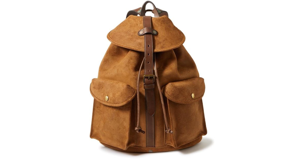RRL Leather-trimmed Roughout Suede Backpack in Brown for Men | Lyst