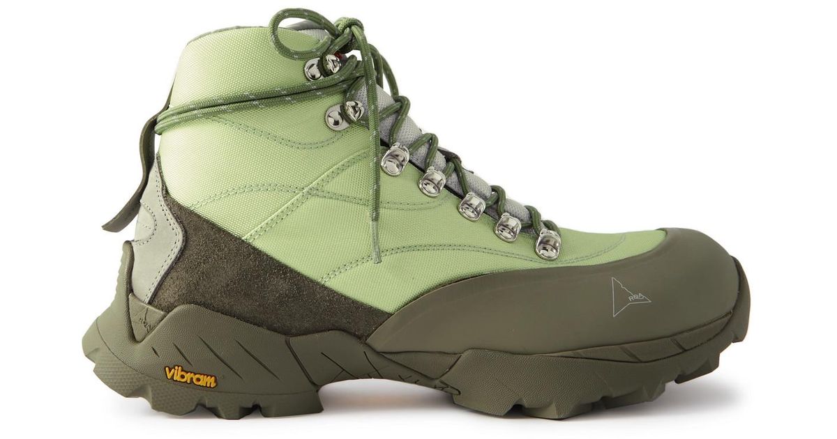 Roa Rubber And Suedetrimmed Canvas Hiking Boots in Green for Men Lyst