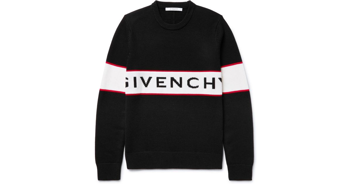 Givenchy Intarsia Wool Sweater in Black 