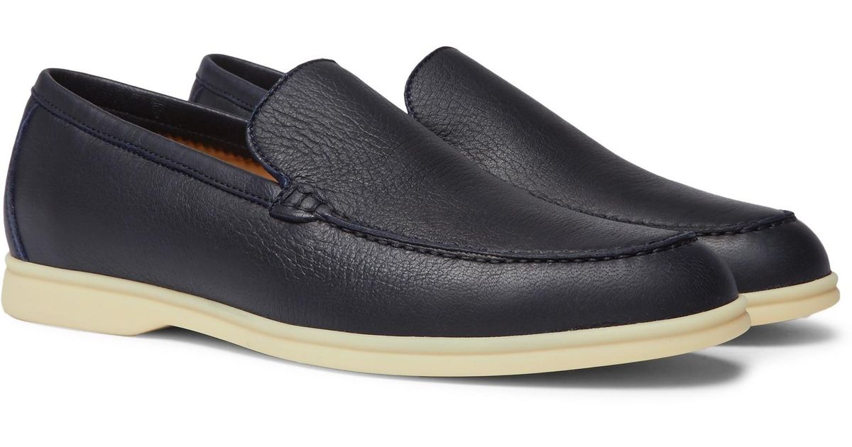Loro Piana Summer Walk Full-grain Leather Loafers in Navy (Blue) for ...