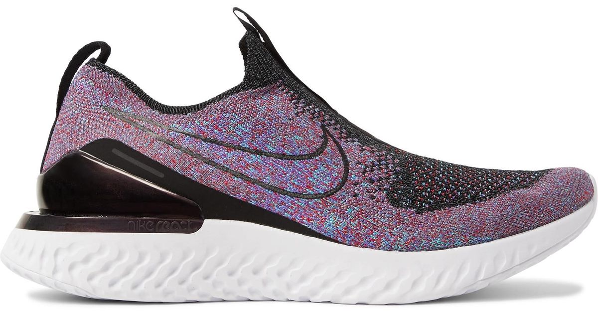 Nike Epic Phantom React Flyknit Slip-on Running Sneakers in 