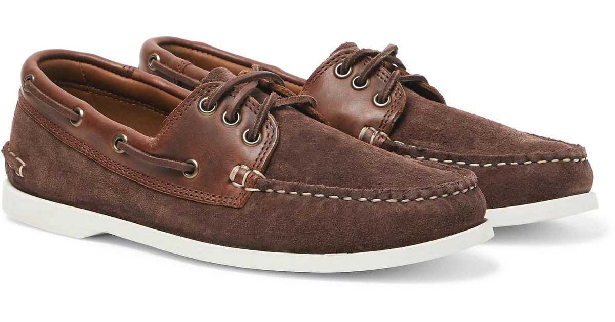Quoddy Downeast Suede And Leather Boat Shoes in Brown for Men Lyst