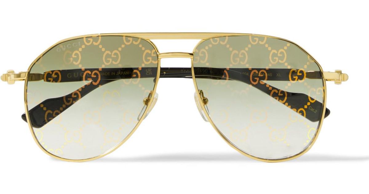 Logo-print Aviator-style Gold-tone And Acetate in Green for | Lyst