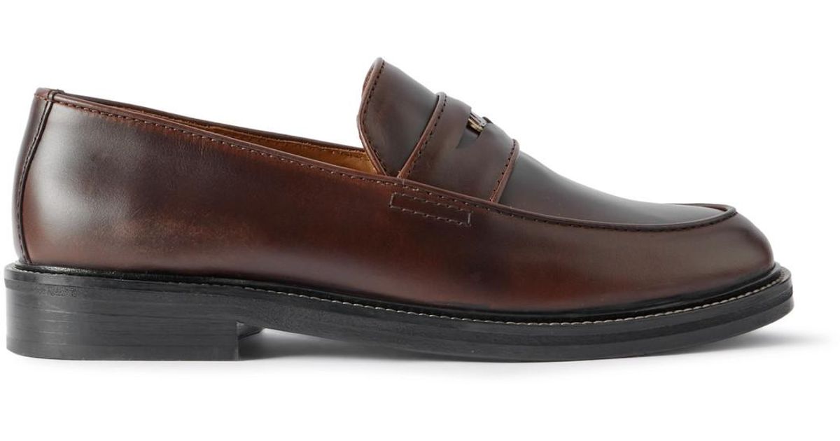A.P.C. Marc Jacobs Embellished Leather Penny Loafers in Brown for 