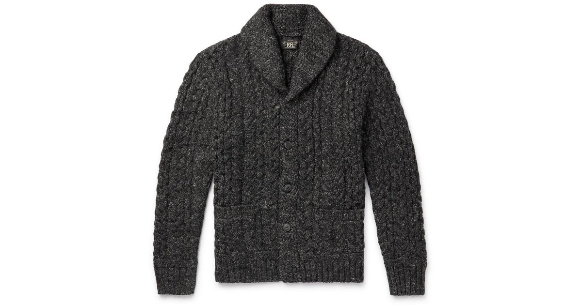 cotton blend ribbed shawl collar cardigan