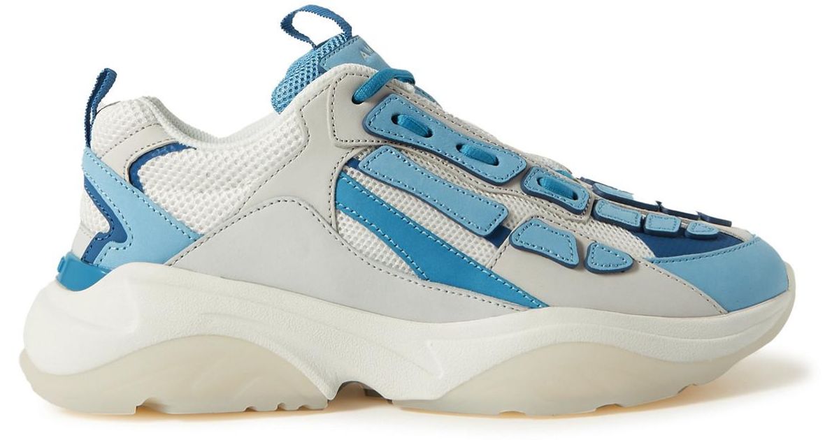 Amiri Bone Runner Leather-trimmed Mesh Sneakers in Blue for Men | Lyst