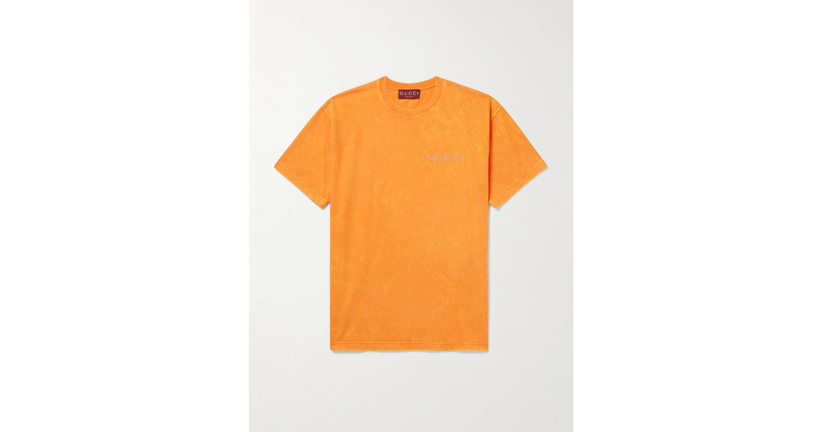 Gucci Logo-Print Cotton-Jersey T-Shirt in Orange for Men Lyst UK