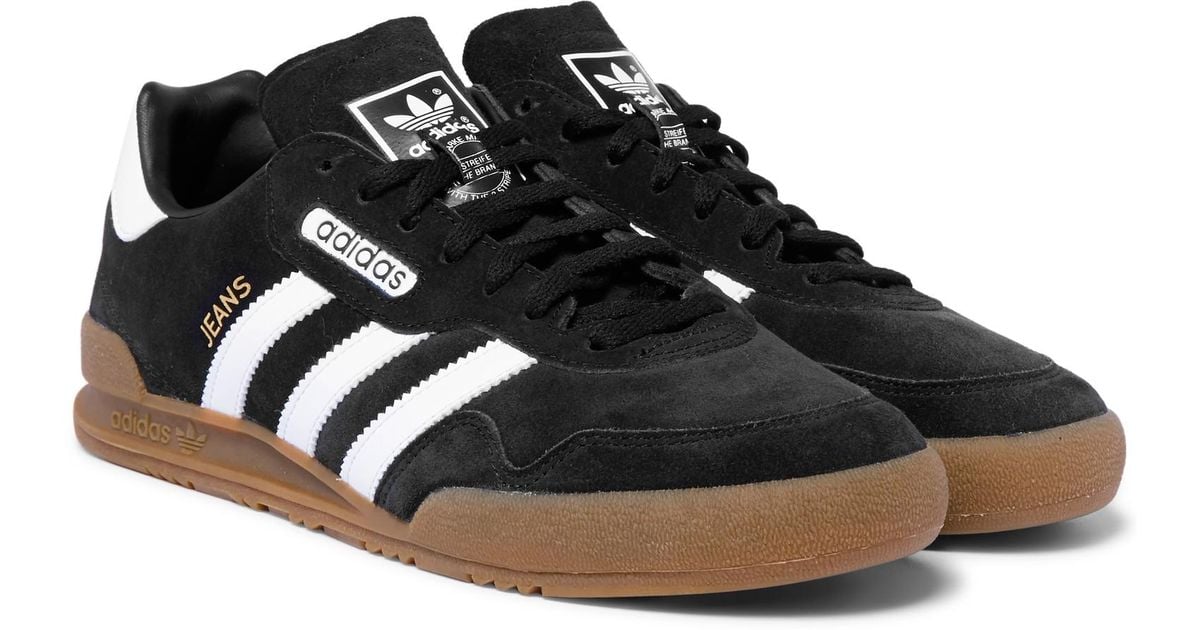 adidas Originals Denim Jeans Super Leather-trimmed Suede Sneakers in Black  for Men - Lyst