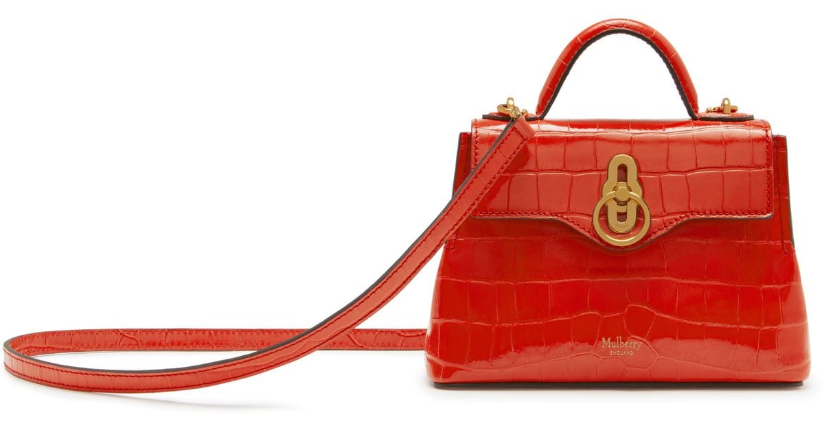 mulberry micro seaton black croc