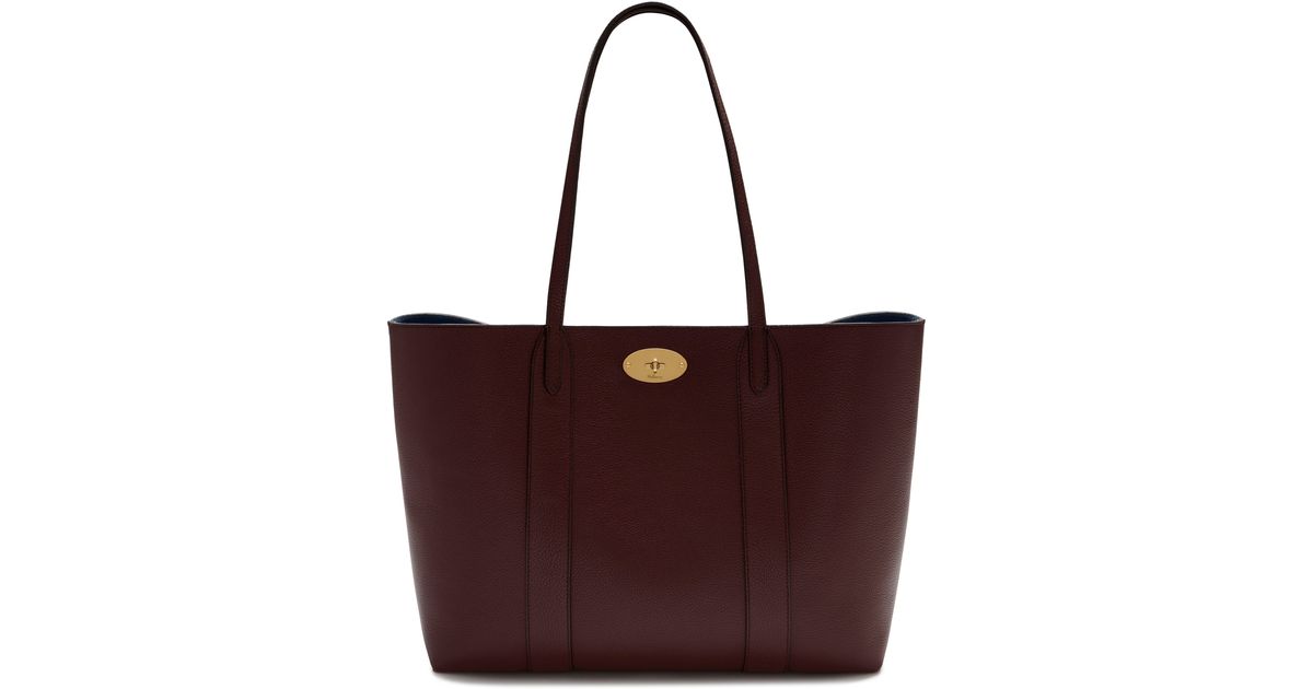 Mulberry Suede Bayswater Tote In Burgundy Small Classic Grain in Red - Lyst