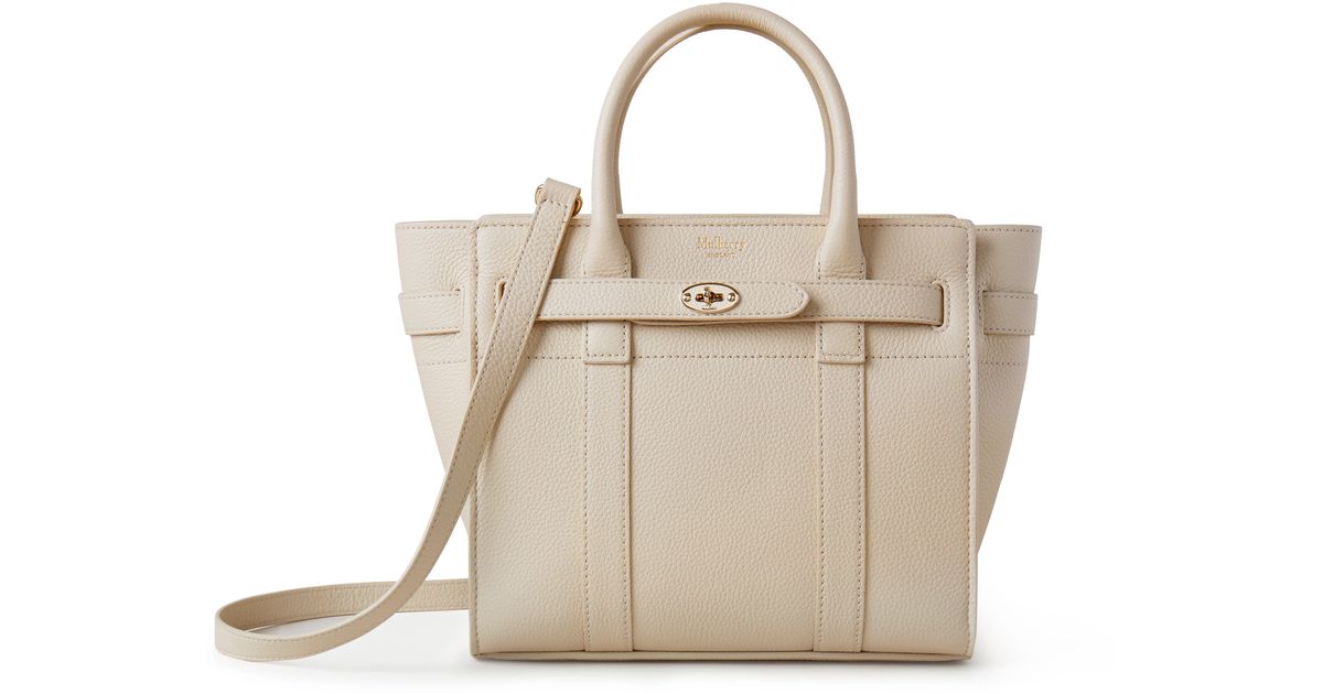 Mulberry Mini Zipped Bayswater In Chalk Small Classic Grain in