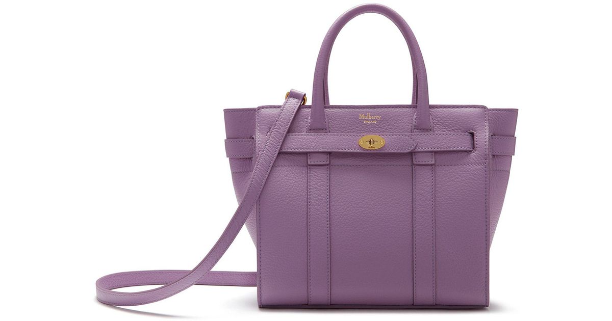 Mulberry Mini Zipped Bayswater In Lilac Small Classic Grain in Purple | Lyst