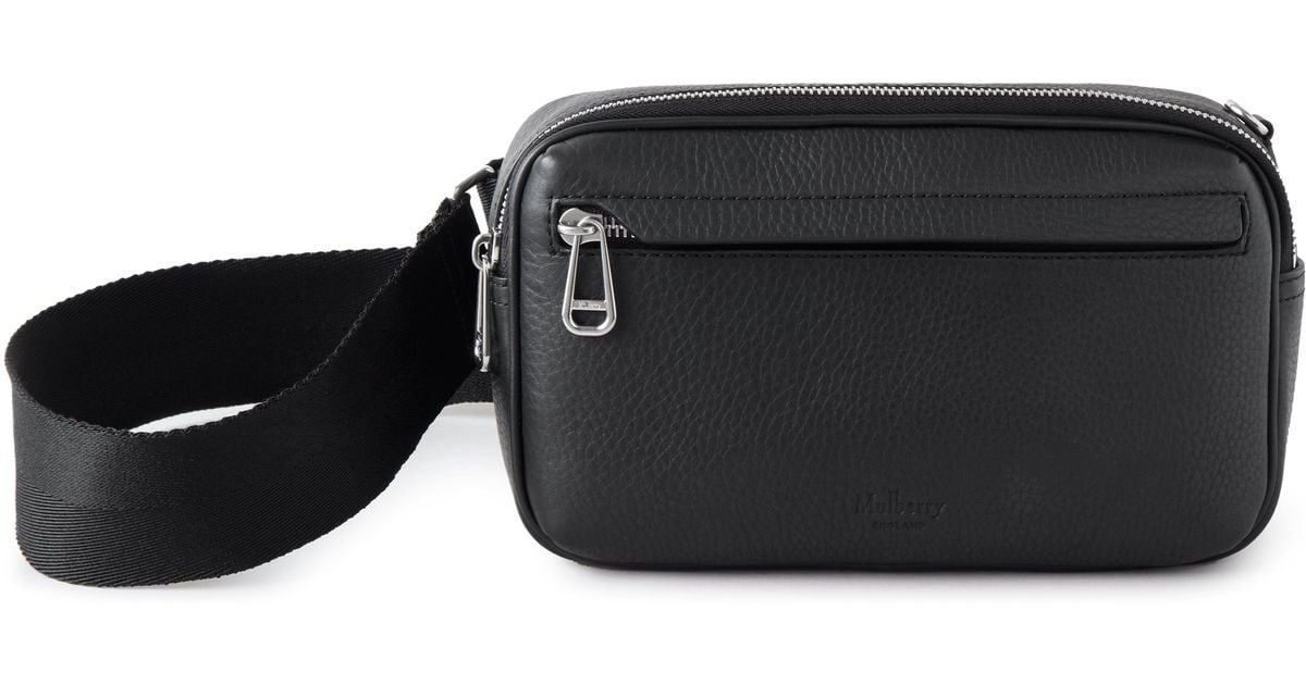 Mulberry Leather Utility Postman's Buckle Reporter In Black Heavy Grain ...