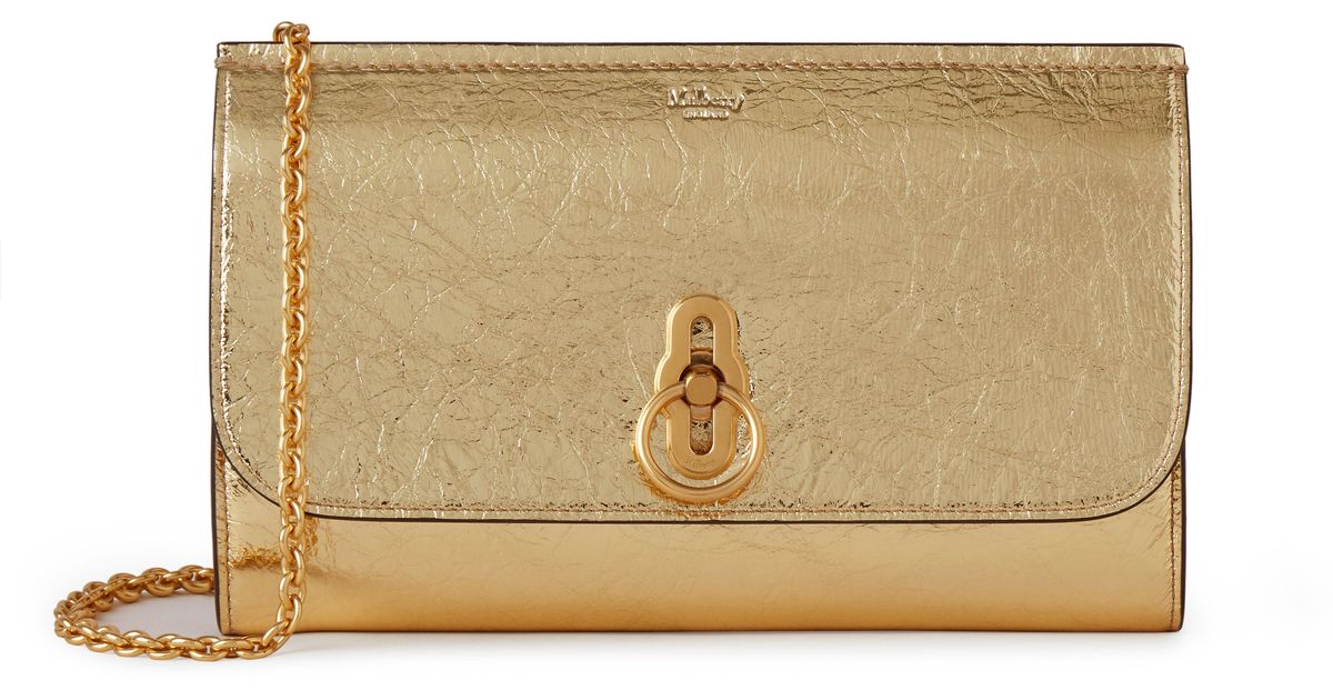 Mulberry Amberley Clutch In Gold Crushed Metallic Leather | Lyst Canada