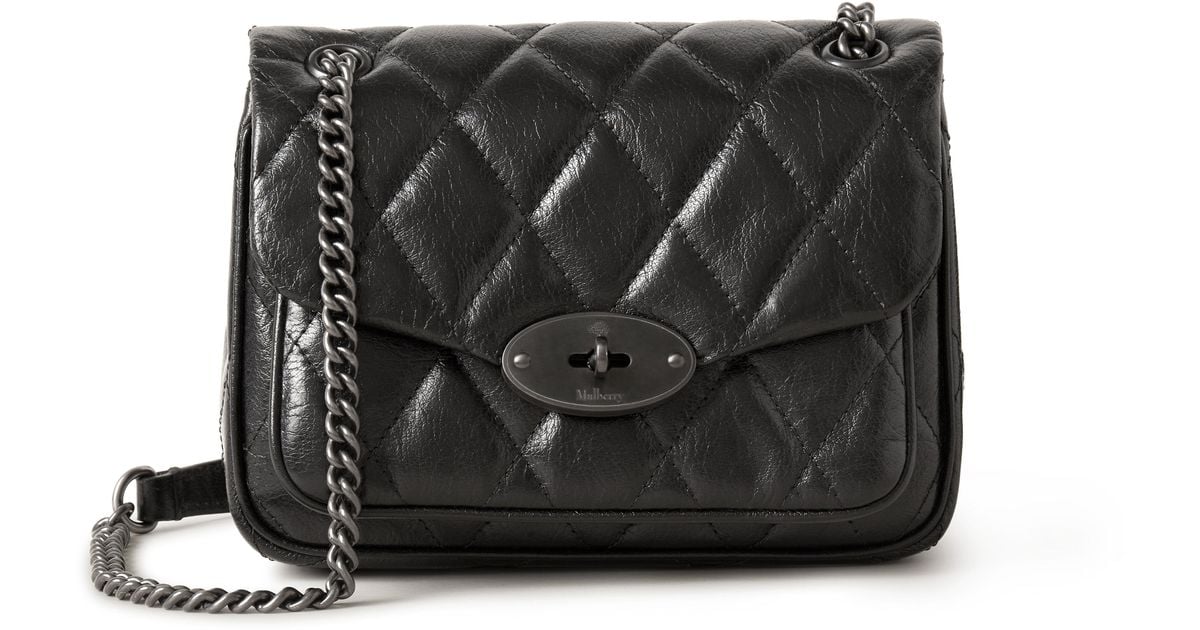 Mulberry Mini Darley Shoulder Bag In Black Quilted Shiny Calf | Lyst