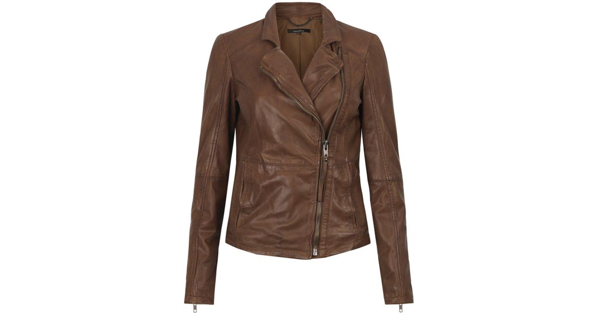Muubaa Kendyll Distorted Leather Biker Jacket In Burnt Sienna Muubaa Kendyll Distorted Leather Biker Jacket In Burnt Sienna Brown Lyst