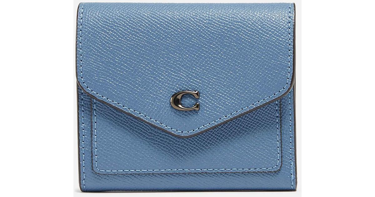 COACH Leather Crossgrain Wyn Small Wallet in Blue | Lyst