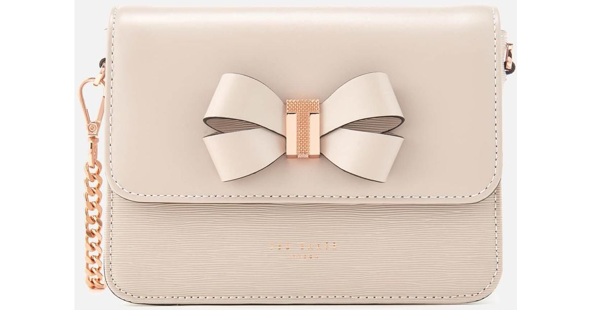 bow detail leather cross body bag